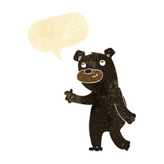 cute cartoon black bear with speech bubble