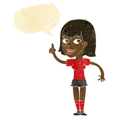 cartoon pretty girl with idea with speech bubble