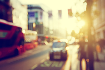 people in bokeh, street of London