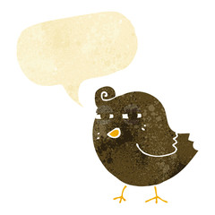 funny cartoon bird with speech bubble