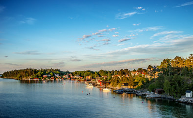 Coastal village at evening (Kopmanholm, Sweden)