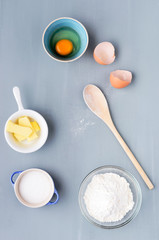 Wooden spoon with ingredients