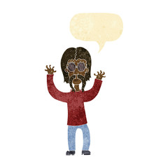 Obraz na płótnie Canvas cartoon hippie man waving arms with speech bubble