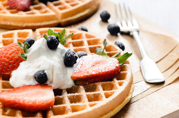 Waffles with fresh fruit