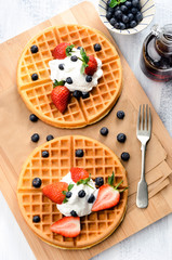 Fresh golden waffles