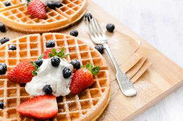Waffles with fresh fruit