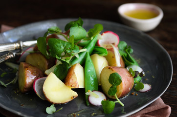 Summer potato salad with greens