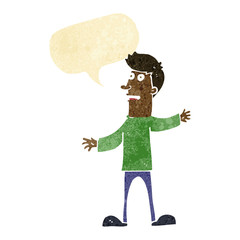 cartoon surprised man with speech bubble