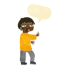 cartoon man gesturing with speech bubble