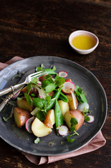 Fresh potato salad with greens
