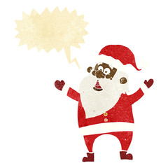cartoon santa claus with speech bubble