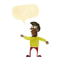 cartoon worried man with speech bubble