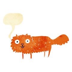 cartoon furry cat with speech bubble