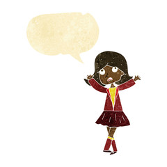 Obraz na płótnie Canvas cartoon unhappy girl with speech bubble