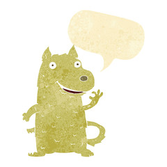 cartoon happy dog with speech bubble