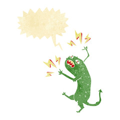 cartoon little monster with speech bubble