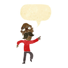 Obraz na płótnie Canvas cartoon sad old man pointing with speech bubble