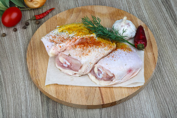 Raw chicken thights