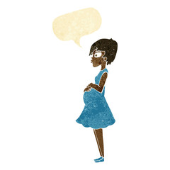 cartoon pregnant woman with speech bubble