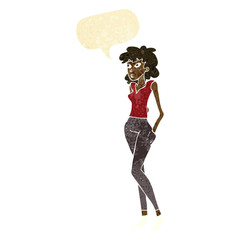 cartoon pretty woman  with speech bubble