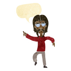 Obraz na płótnie Canvas cartoon hippie man wearing glasses with speech bubble