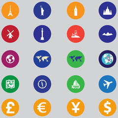 Tourist icons. Flat design.