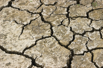 Close of dry riverbed, cracked ground 2