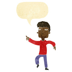 cartoon dancing man with speech bubble