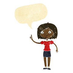 cartoon woman with idea with speech bubble