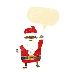 cartoon angry santa claus with speech bubble