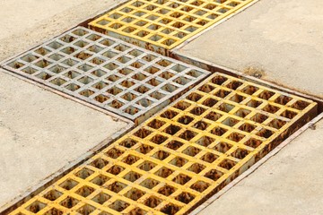 iron sieve on cement road