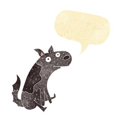 cartoon sitting dog with speech bubble