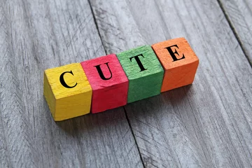 Foto op Plexiglas word cute on colorful wooden cubes © chrupka