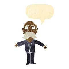 cartoon disappointed old man with speech bubble