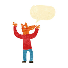 cartoon fox man with speech bubble