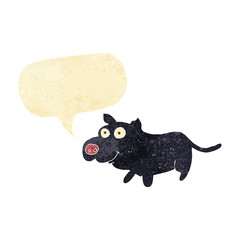 cartoon happy little dog with speech bubble