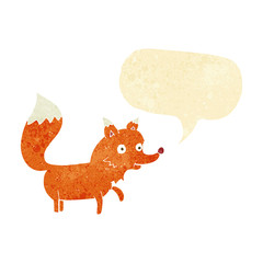cartoon fox cub with speech bubble