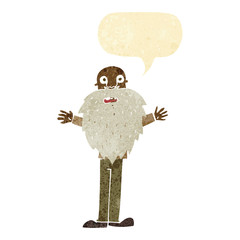 cartoon bearded old man with speech bubble