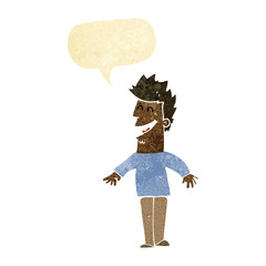 cartoon happy man with speech bubble