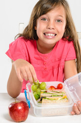 Healthy packed lunch box for elementary school girl