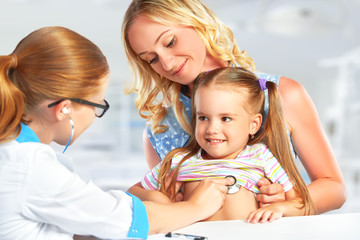 visit mother and child to doctor pediatrician