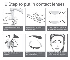 6 step to put in contact lens with monotone color design