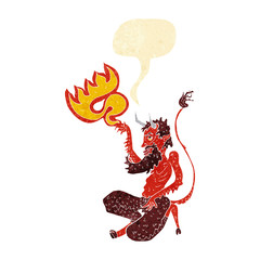 cartoon traditional devil with speech bubble