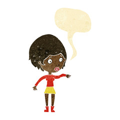 Obraz na płótnie Canvas cartoon concerned woman reaching out with speech bubble