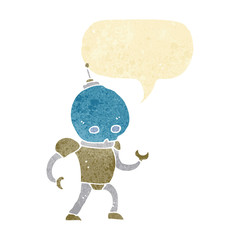 cartoon alien robot with speech bubble