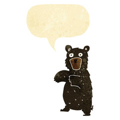 cartoon black bear with speech bubble