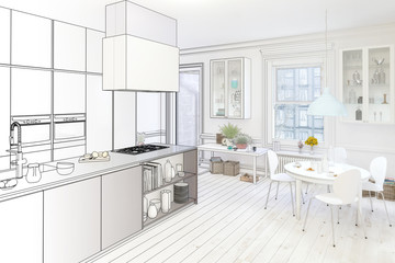 Moderne Küche im Altbau (Entwurf)