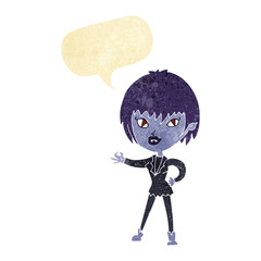 Obraz na płótnie Canvas cartoon vampire girl with speech bubble