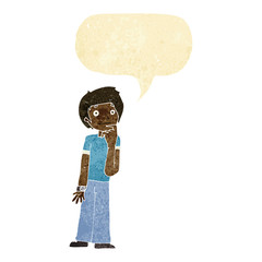 Obraz na płótnie Canvas cartoon boy wondering with speech bubble