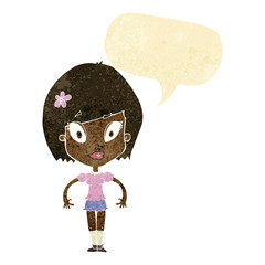 cartoon pretty woman with speech bubble